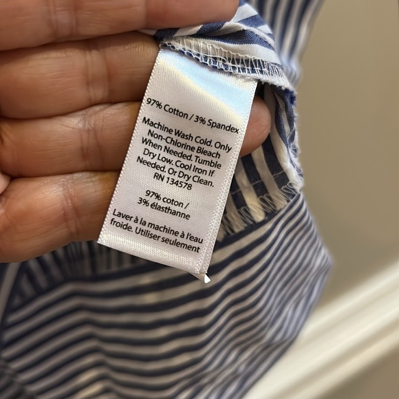Vineyard Vines Sarah Blue and White Striped Sleeveless Blouse Size 2 - Picture 5 of 8